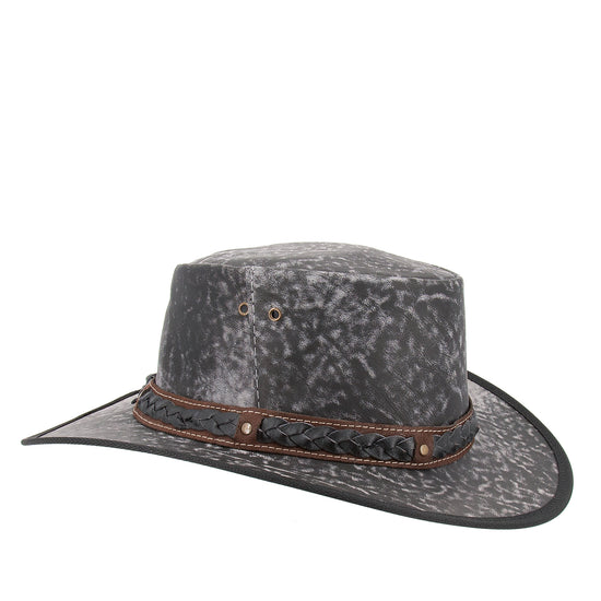 Lederhut Australischer Lederhut Cowboyhut knautschbarer Hut Jacaru 
Kängurulederhut Travellerhut 
stonewash Känguruleder Cowboyhut