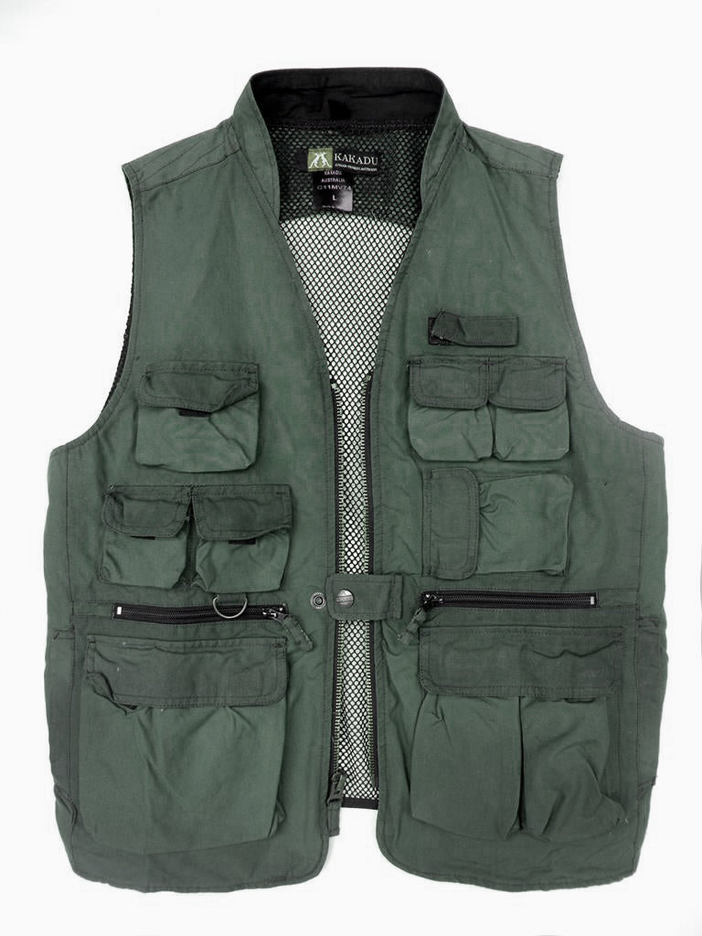 Outdoor Angler-Weste für Damen und Herren- mit vielen Taschen und Netzrücken
