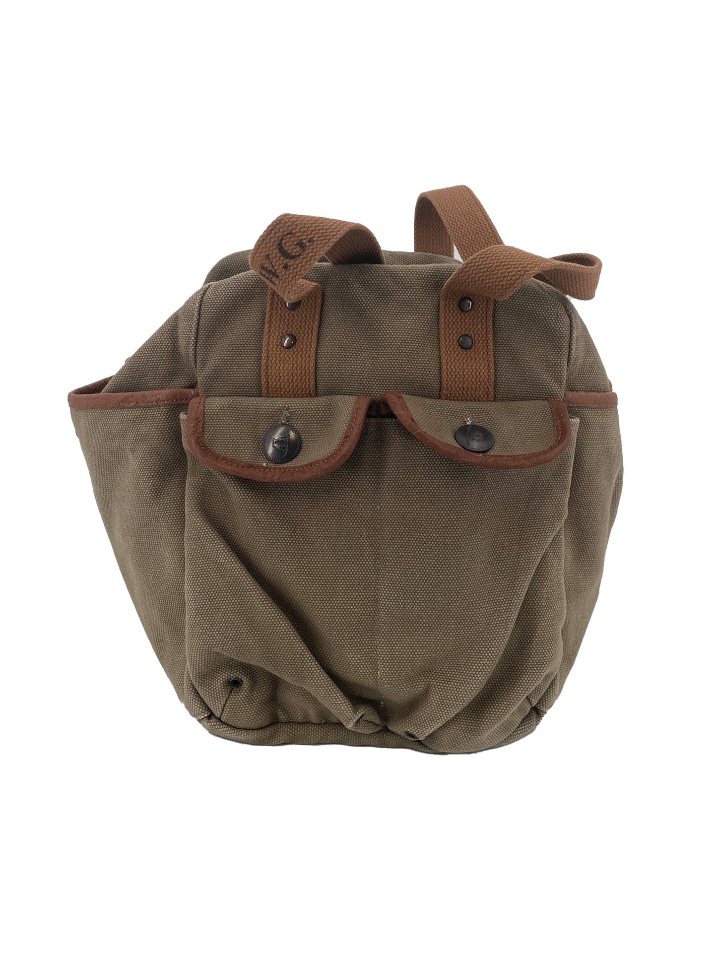 Cube Schultertasche aus Segeltuch mit Leder