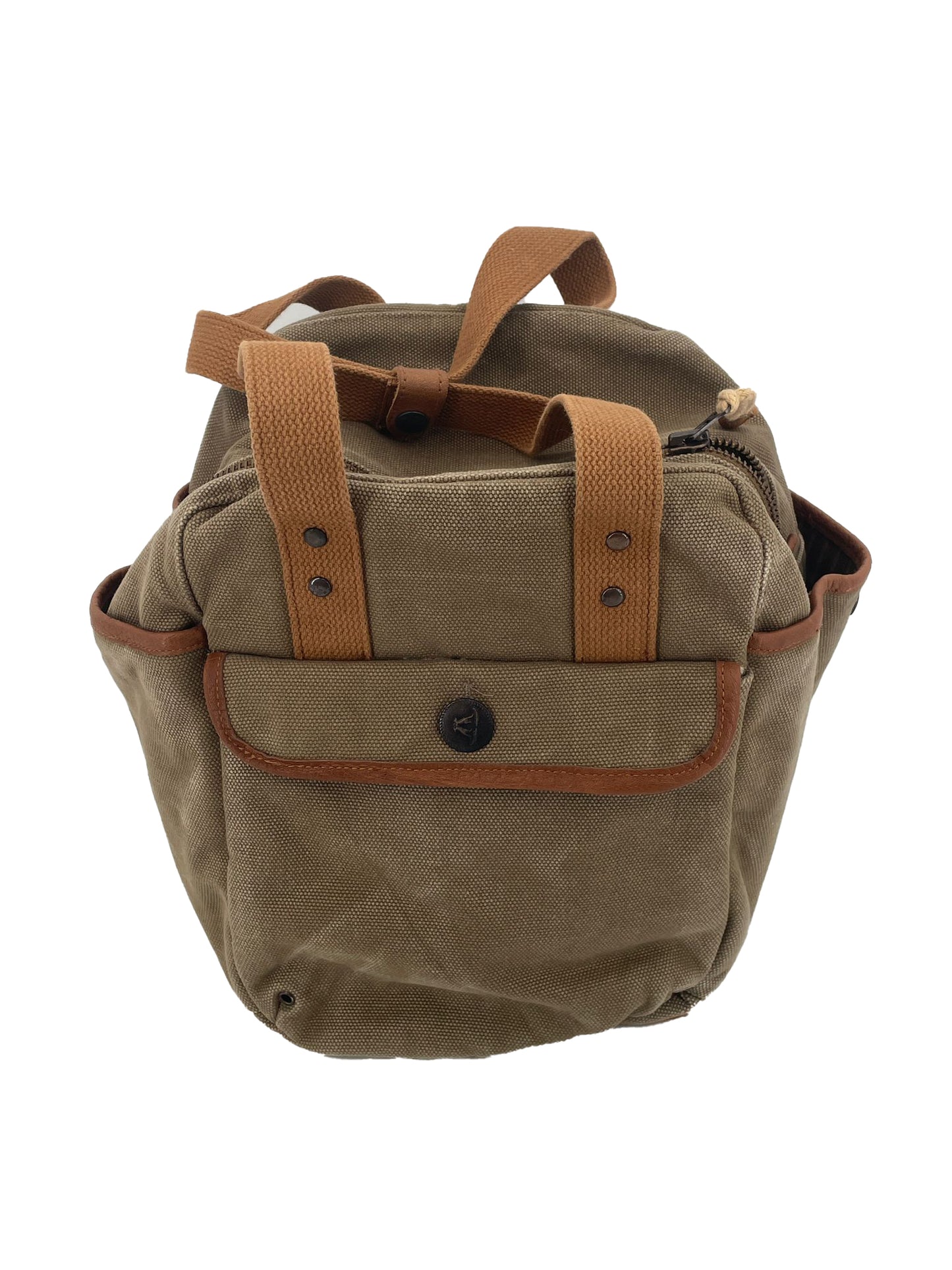 Cube Schultertasche aus Segeltuch mit Leder