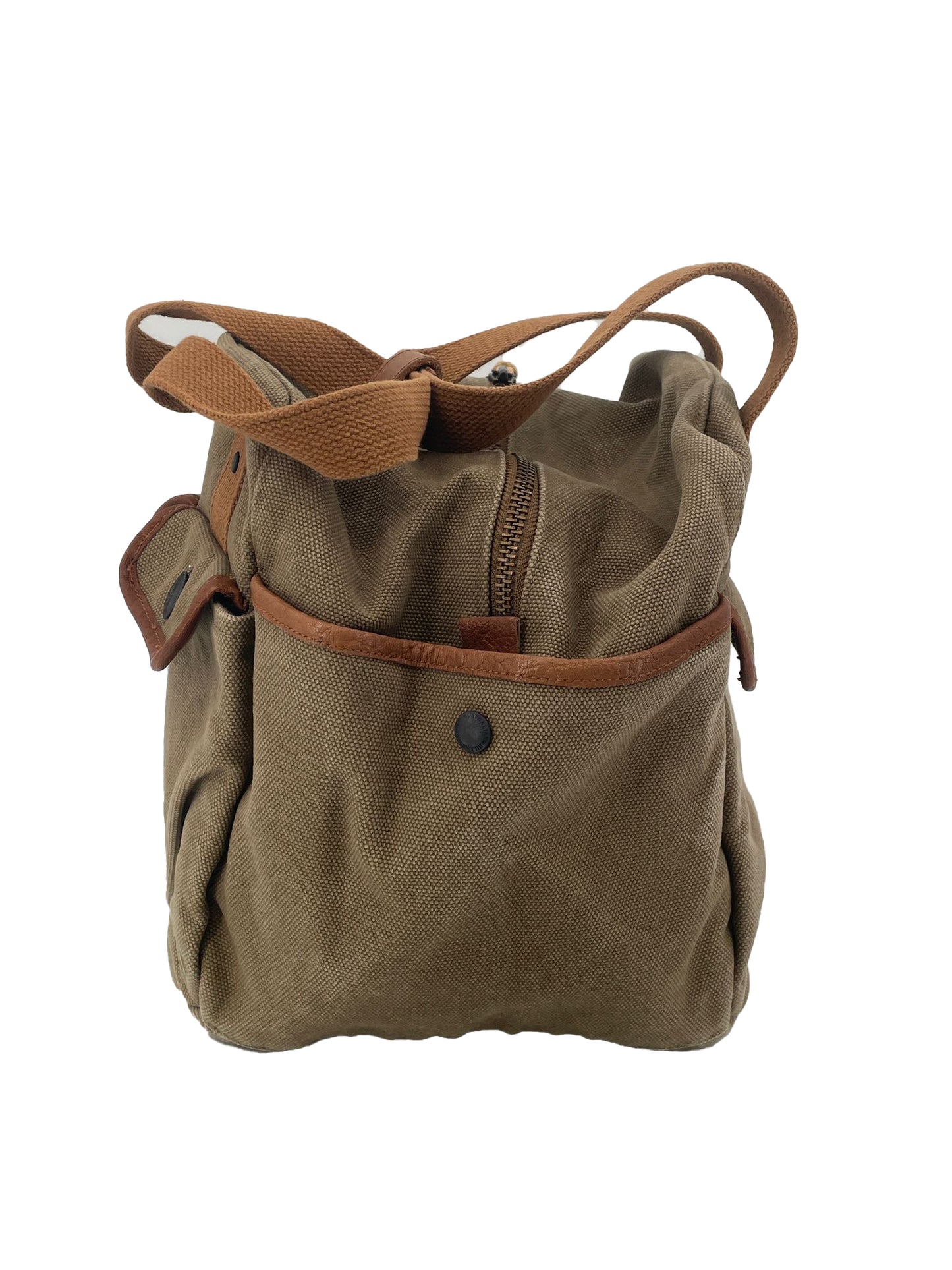 Cube Schultertasche aus Segeltuch mit Leder