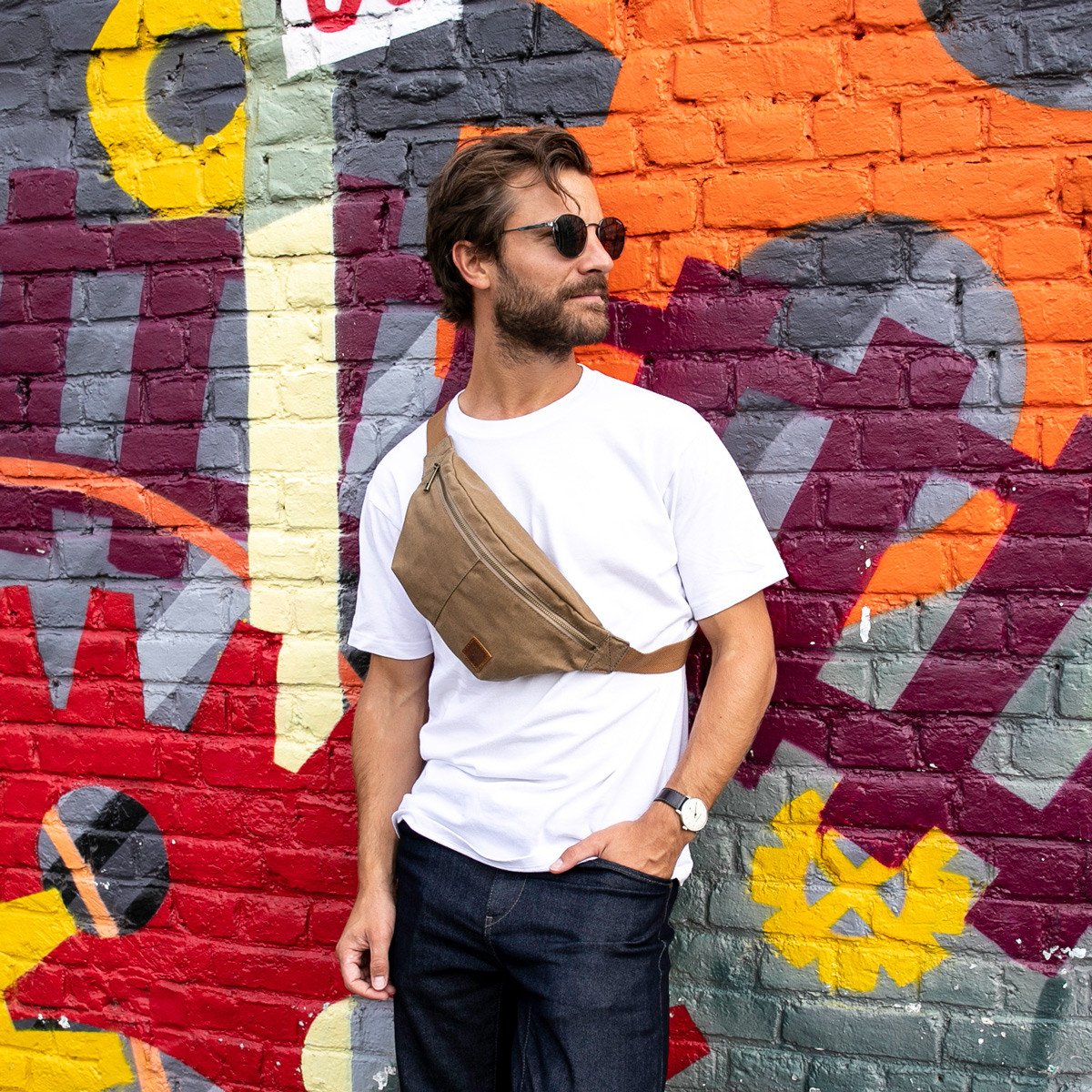 Bauchtasche, Sling Bag, Funny Back, Wasserfeste Gewachste Bauchtasche, Hüfttasche, Bum Bag, Umhängetasche, Quertasche, Gürteltasche, Gürtel Tasche, Schultertasche,