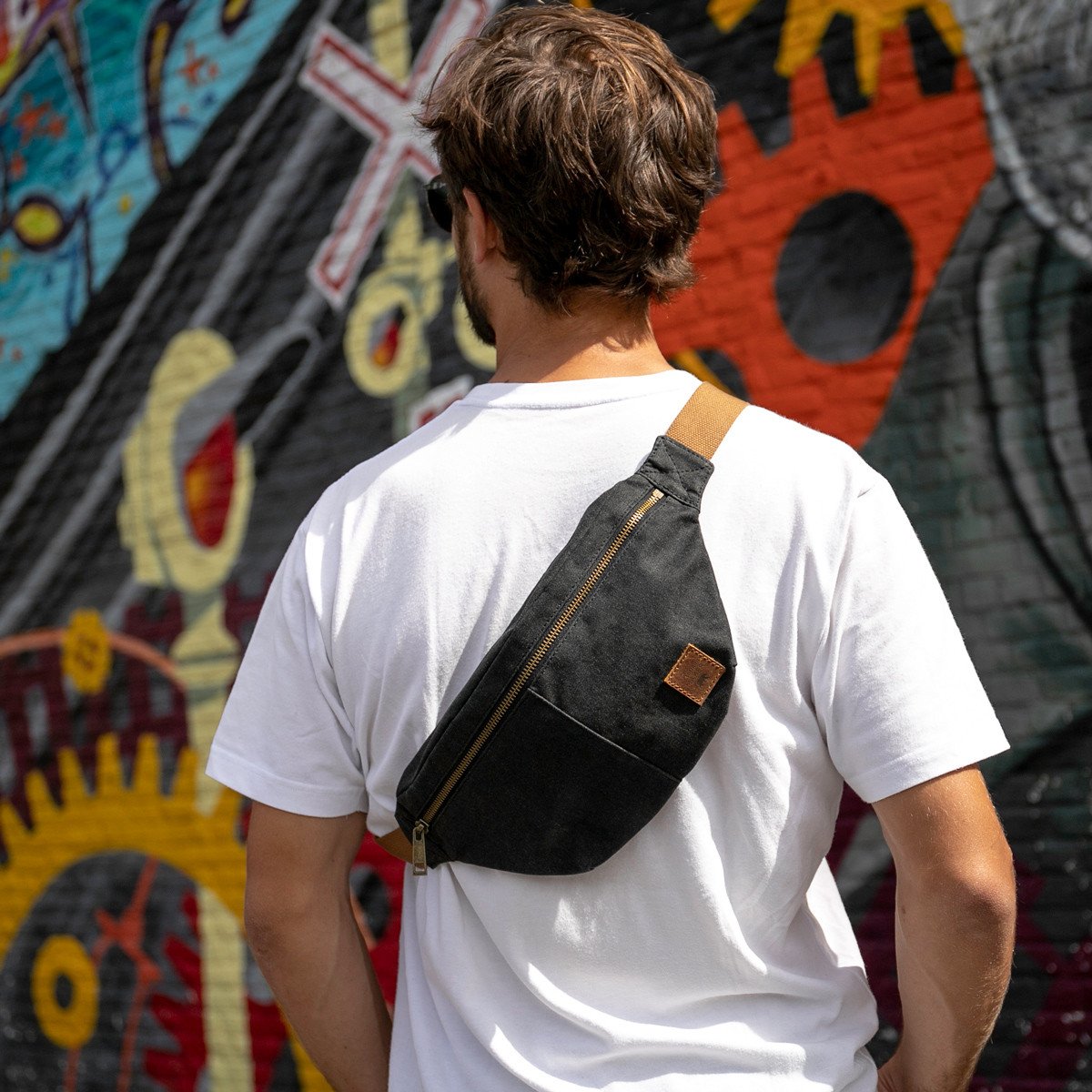 Bauchtasche, Sling Bag, Funny Back, Wasserfeste Gewachste Bauchtasche, Hüfttasche, Bum Bag, Umhängetasche, Quertasche, Gürteltasche, Gürtel Tasche, Schultertasche,