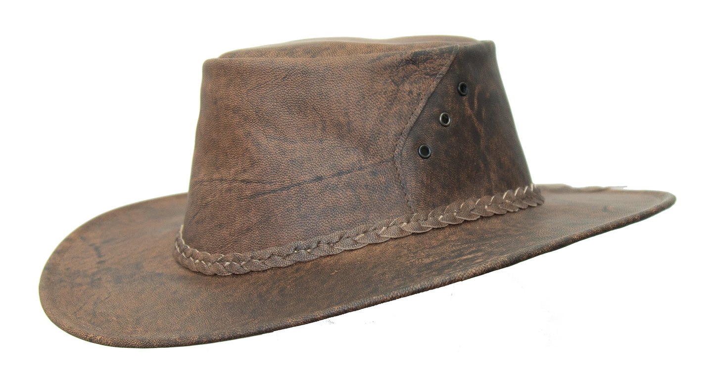 Australischer Cowboy Lederhut für Damen und Herren-Ultraleicht & Knautschbar mit hohem Sonnenschutz
