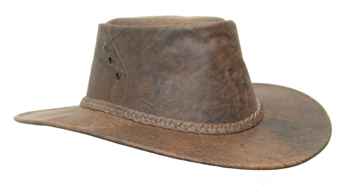 Australischer Cowboy Lederhut für Damen und Herren-Ultraleicht & Knautschbar mit hohem Sonnenschutz
