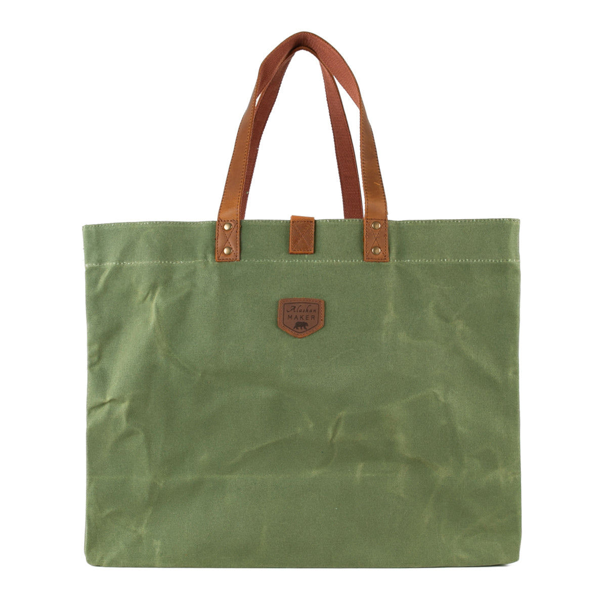 Super große Schultertasche aus gewachstem Canvas mit Lederriemen