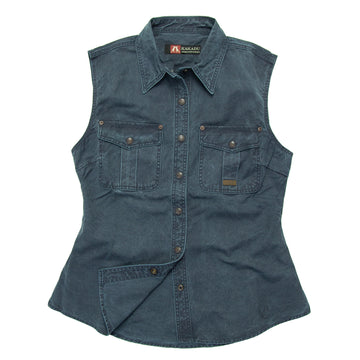 Leichte Damenbluse Freizeitbluse Freizeithemd Westernhemd Westernbluse Safaribluse Damenbluse ohne Ärmel Westenbluse