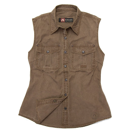 Leichte Damenbluse Freizeitbluse Freizeithemd Westernhemd Westernbluse Safaribluse Damenbluse ohne Ärmel Westenbluse