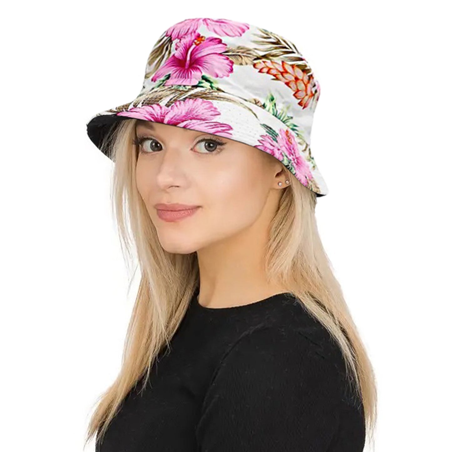 knautschbarer Wendehut, Sonnenhut mit Blumen Muster- Hut Angler Outdoor Hut aus Canvas, Unisex fΓΌr Damen, Herren & Kinder