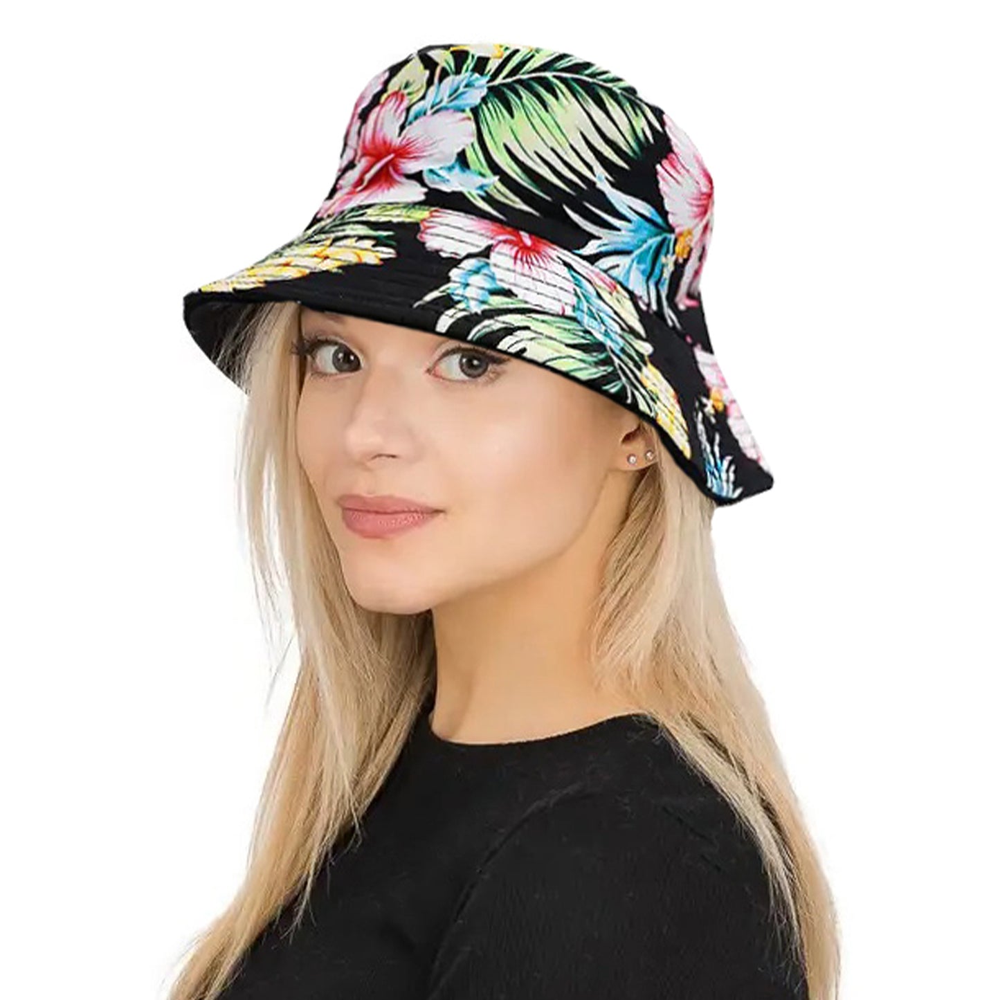 knautschbarer Wendehut, Sonnenhut mit Blumen Muster- Hut Angler Outdoor Hut aus Canvas, Unisex fΓΌr Damen, Herren & Kinder