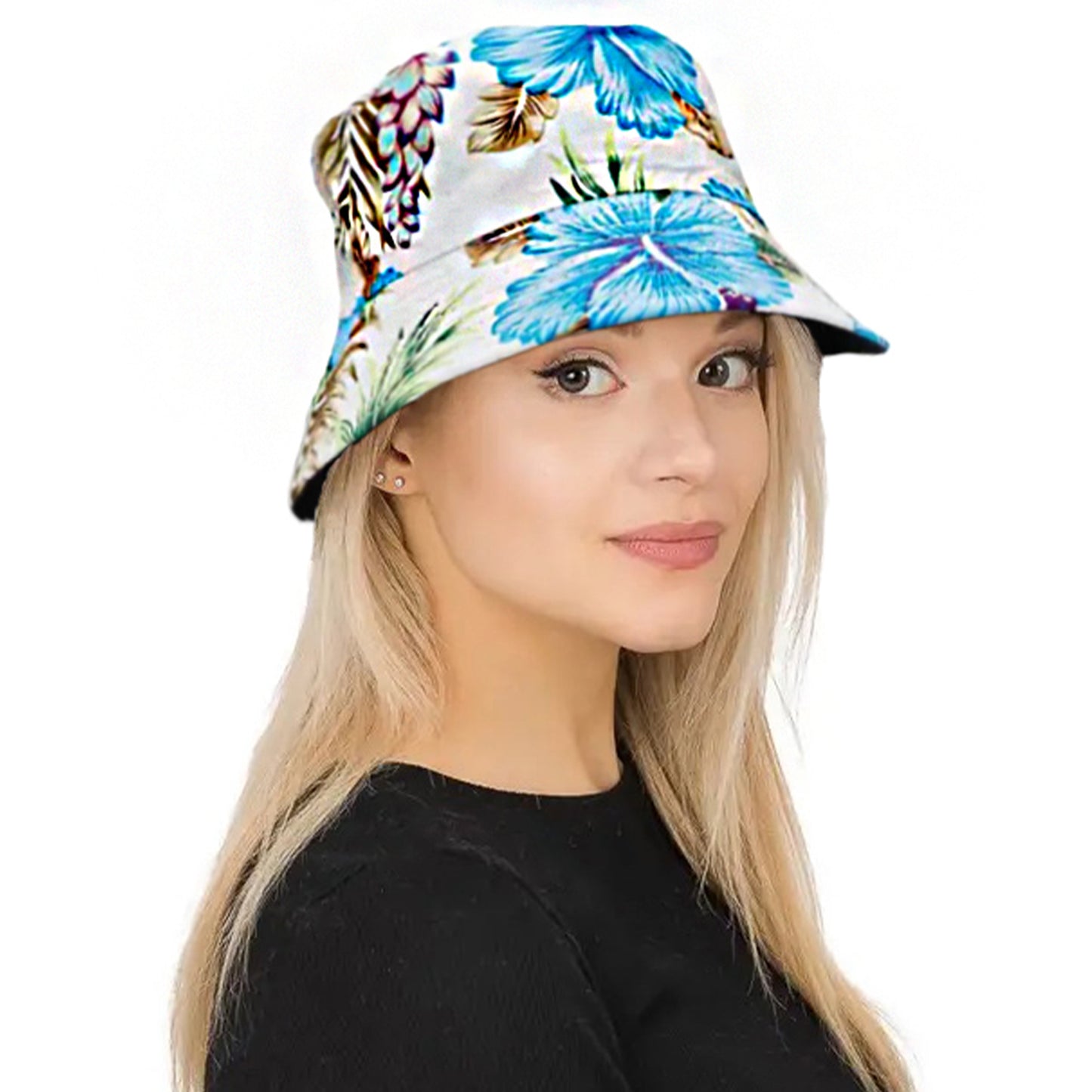 knautschbarer Wendehut, Sonnenhut mit Blumen Muster- Hut Angler Outdoor Hut aus Canvas, Unisex fΓΌr Damen, Herren & Kinder
