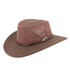 Australian lederhut made of cowhide, including chin band and croced hat band with high UV protection for men's children | brown