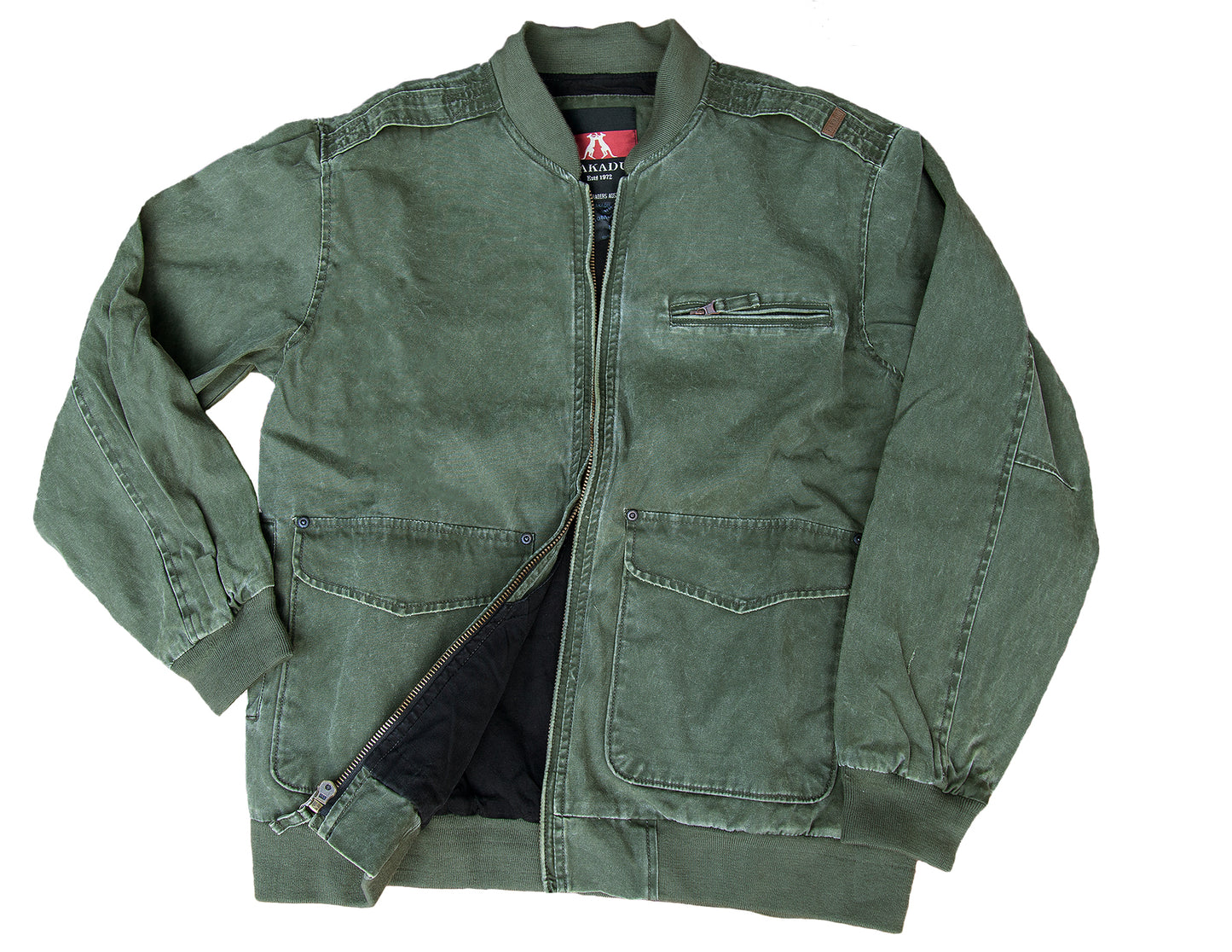 Freizeitjacke Blouson Jacke mit Strickkragen und Reißverschluss in tobacco und loden grün