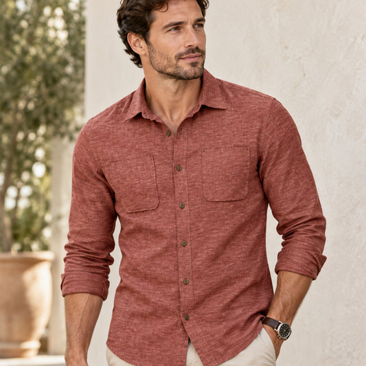 Slim Fit Herrenhemd aus Baumwolle & Leinen – leicht, stilvoll und vielseitig