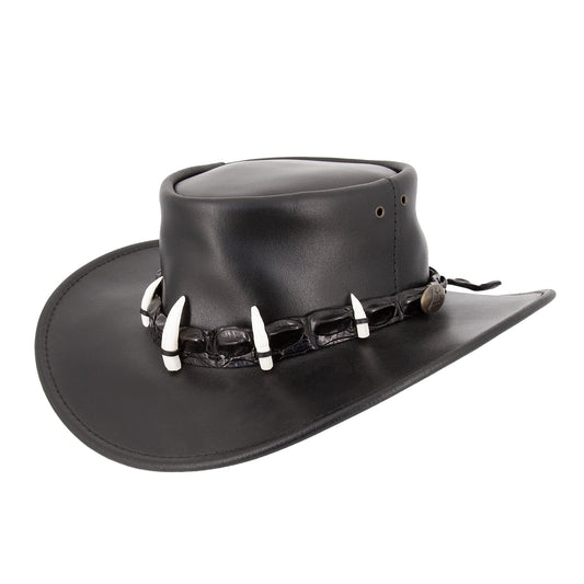 Australian lederhut made of cowhide, including chin band and croced hat band with high UV protection for men's children | brown