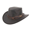 Australian lederhut made of cowhide, including chin band and croced hat band with high UV protection for men's children | brown