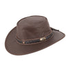 Australian lederhut made of cowhide, including chin band and croced hat band with high UV protection for men's children | brown