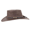 Australian lederhut made of cowhide, including chin band and croced hat band with high UV protection for men's children | brown