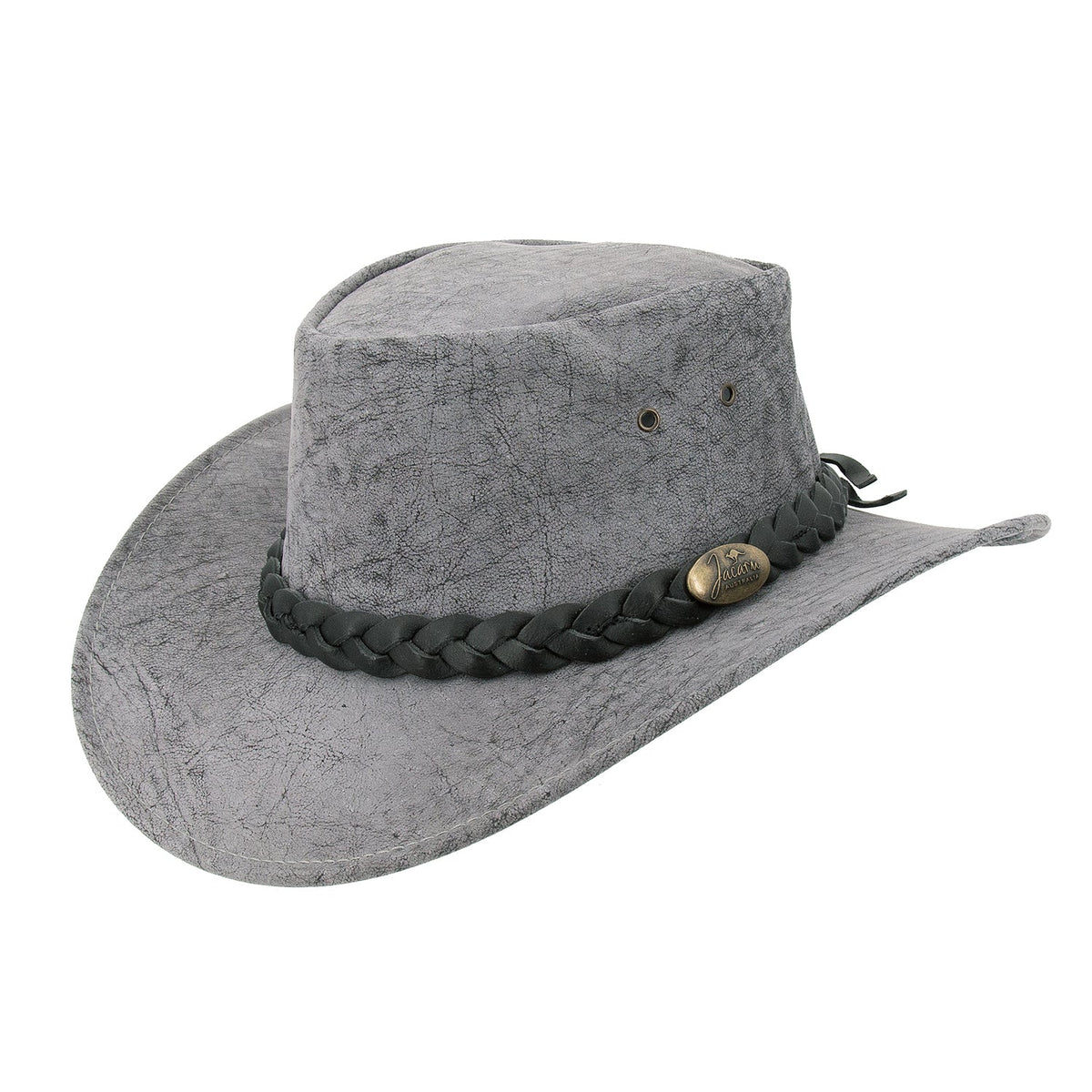 Australischerlederhut Känuruleder Outoorhut Damenhut Herrenhut Westernhut Cowboyhut geflochtenem Leder-Hutband.Stonewash Färbung