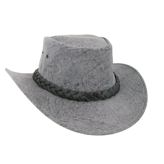 Australian lederhut made of cowhide, including chin band and croced hat band with high UV protection for men's children | brown