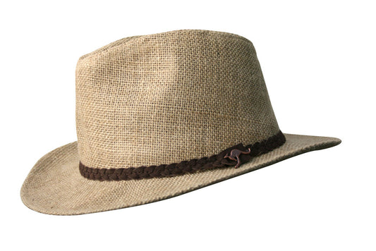 Sommerhut Hut mit breiter Krempe aus Jute für Damen und Herren, knautschbar. Größe L und XL