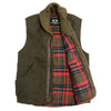 Feeded winter outdoor vest with a checkered inner lining and shawl collar in size S