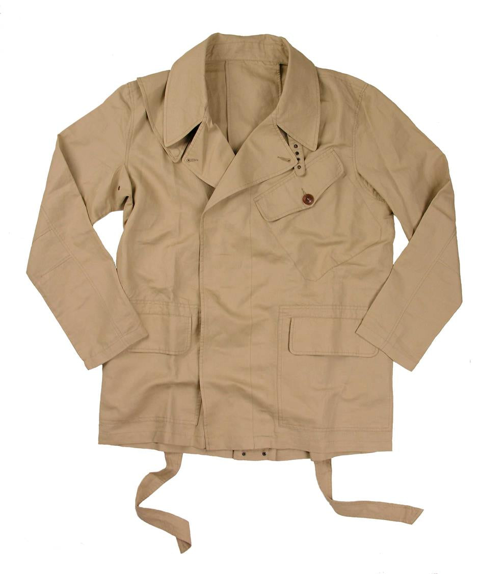 Kurze Trench Jacke mit Gürtel aus leichter Baumwolle in beige Größe L