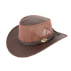 Australian lederhut made of cowhide, including chin band and croced hat band with high UV protection for men's children | brown