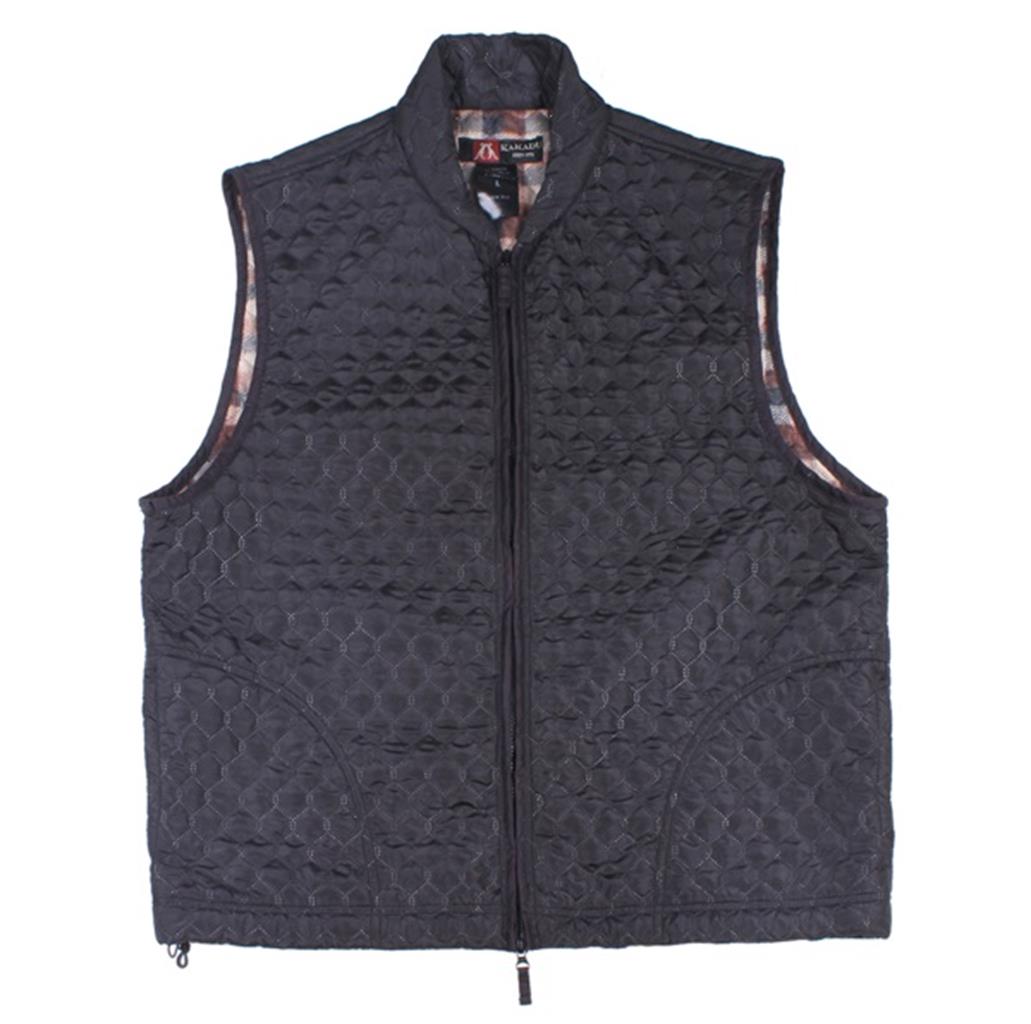 Stoped outdoor winter vest made of water -repellent cotton with zipper and teddy fur