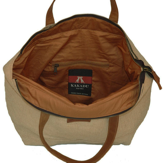 Schultertasche, Shopper aus Jute & Leder