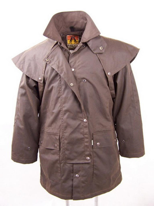 Outdoor Öljacke- Wachsjacke mit Schultercape-  in braun Größe L
