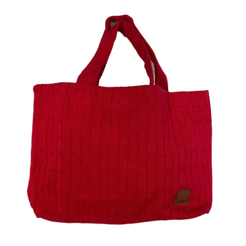 Shopper in rot mit gestrickter Vorderseite