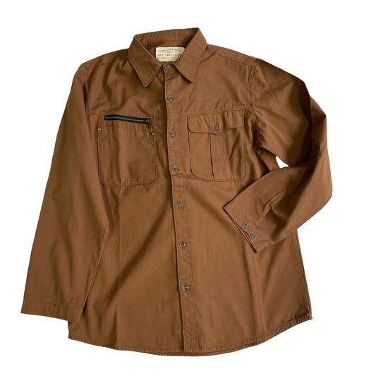 Worker Shirt aus robustem Canvas in petrol und cognac