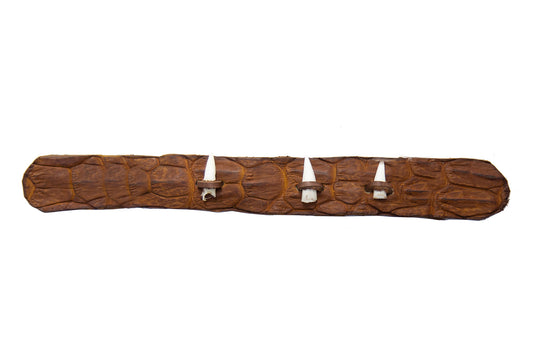 Echtes Krokodil Leder Hutband mit 3 Zähnen in braun und tobacco ca. 25 cm lang