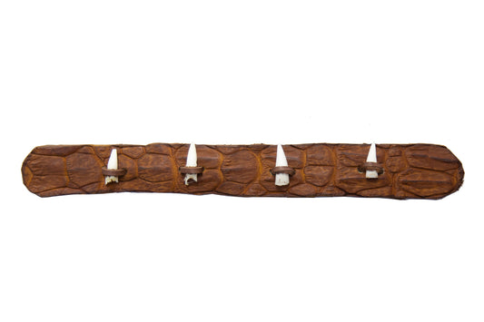 Echtes Krokodil Leder Hutband mit 4 Zähnen in braun und tobacco ca. 25 cm lang