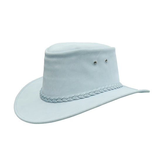 Cowboy hat leather hat for women and gentlemen made of soft suede in light blue