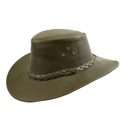 Outdoor lederhut made of cowhide all-weather-compatible with a 3-strand hat band with high UV protection for men's women children