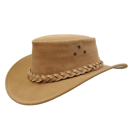 Outdoor suede cowboy hat, suitable for the weather with 3-strand hat band with high UV protection for men's women | tobacco