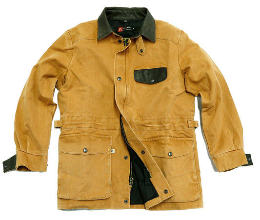Robustes Worker Jacket mit Reissverschluß und Lederkragen in mustard