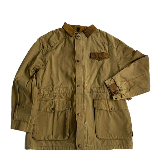 Robustes Worker Jacket mit Reissverschluß und Lederkragen in khaki