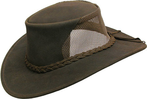 Kinder Cowboy Hut  aus Echteder mit Netzeinsatz und Kinnband inkl.