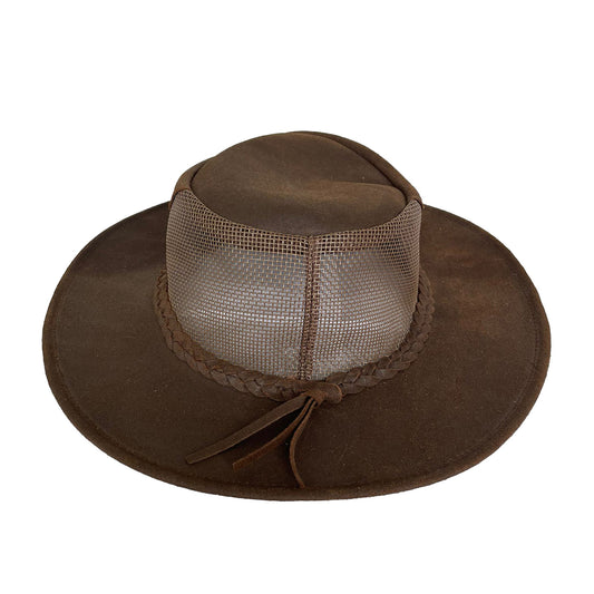 Cowboy children's hat made of leather with curved clamp | All -weather protection for the head and face