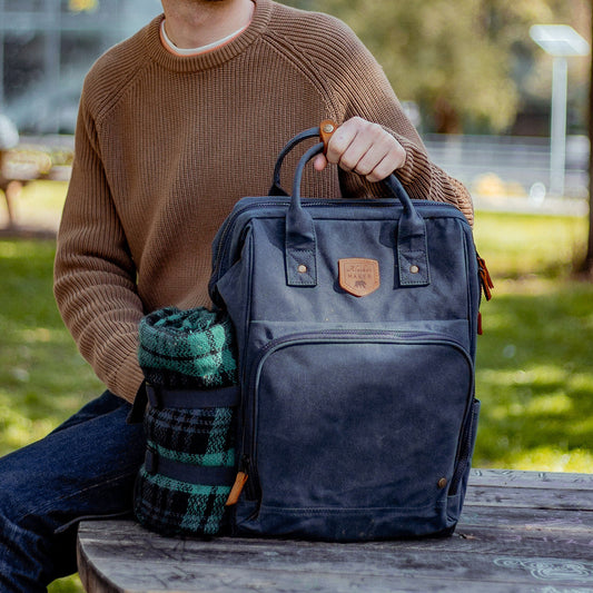 Kühltaschen-Rucksack für Wandern & Picknick – 17 L | Robustes Canvas & Leder