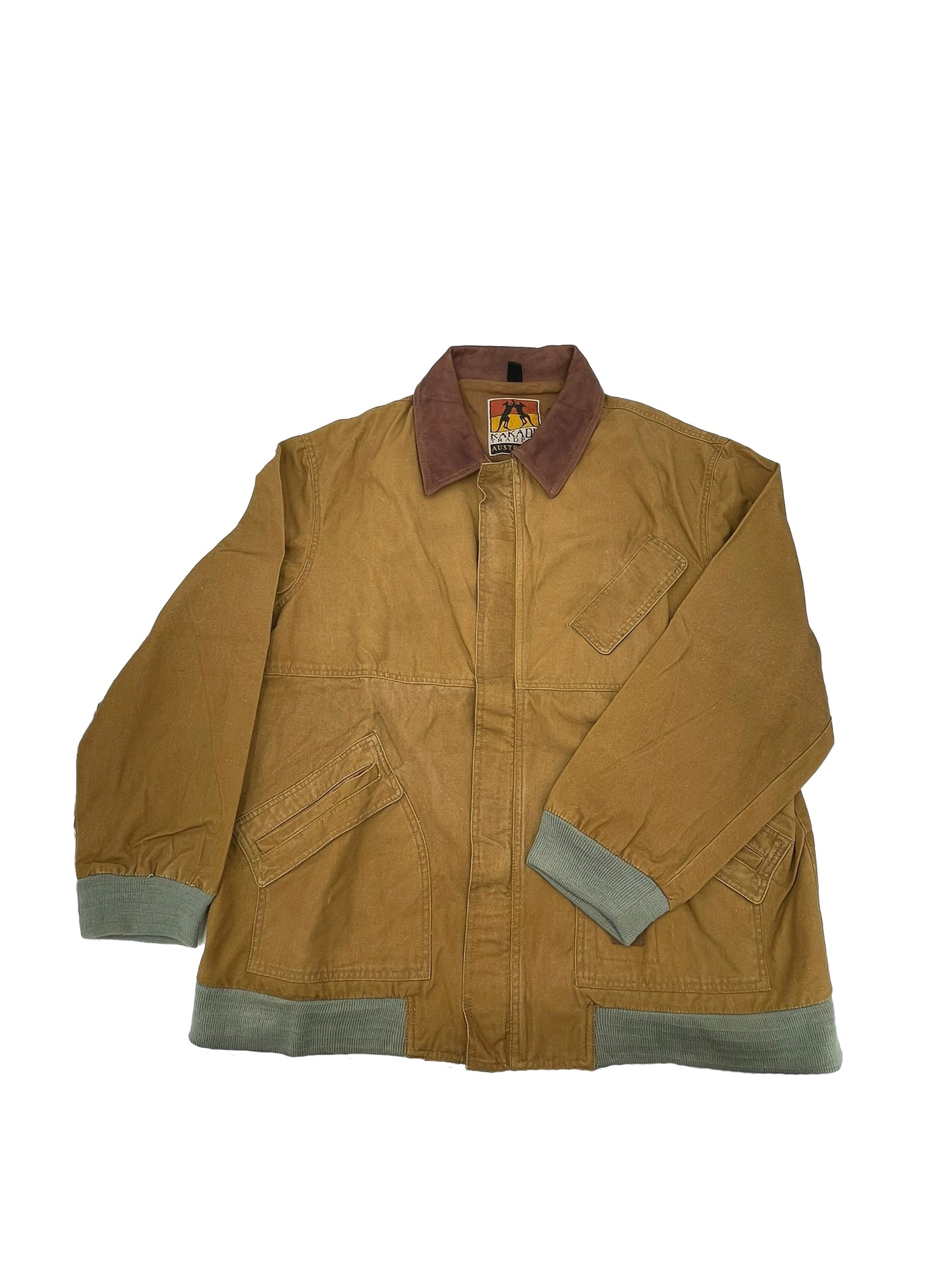 Leisure jacket Bomber Blouson Jacket with leather collar and zipper in Loden and Khaki