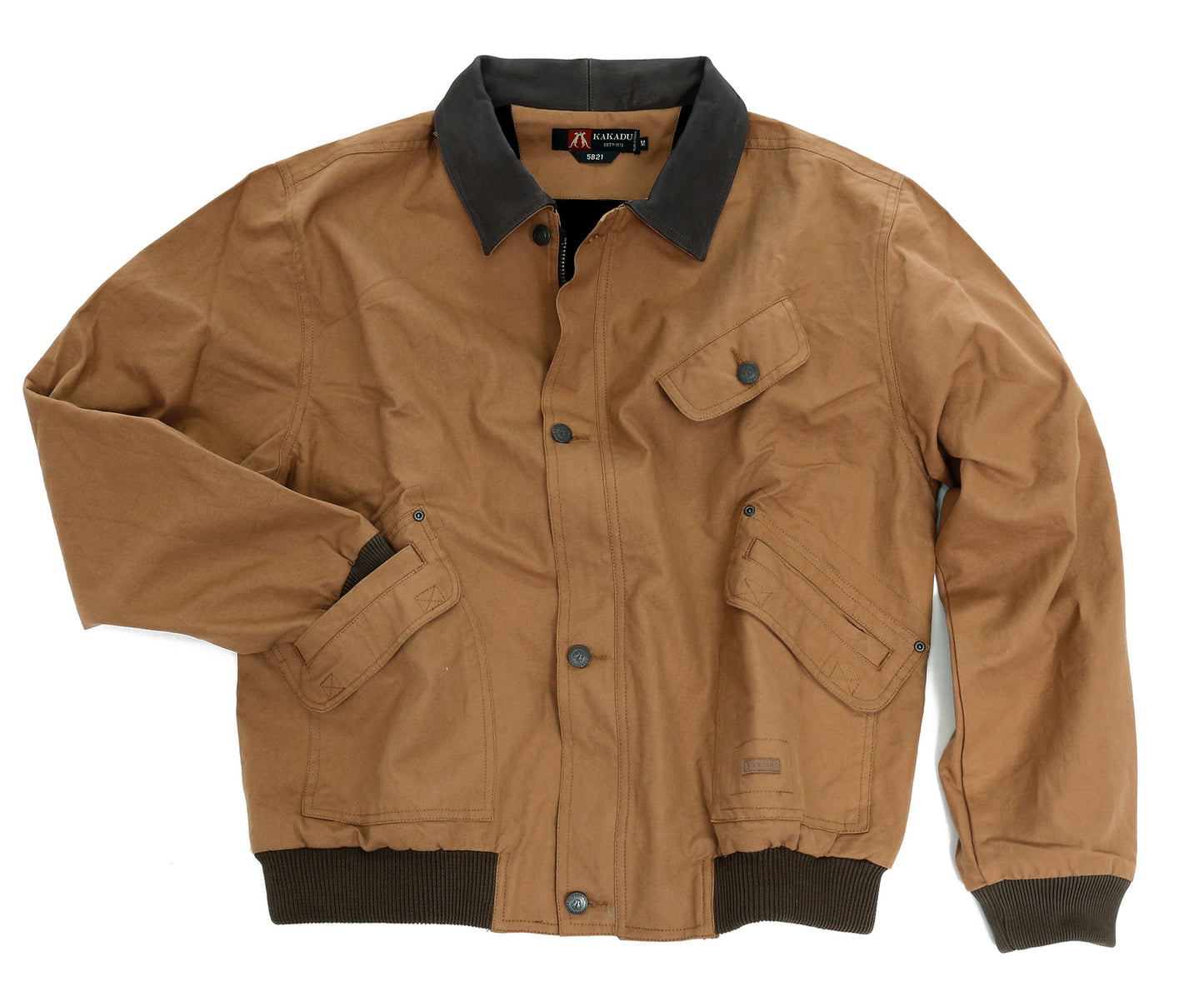 Leisure jacket Bomber Blouson Jacket with leather collar and zipper in Loden and Khaki