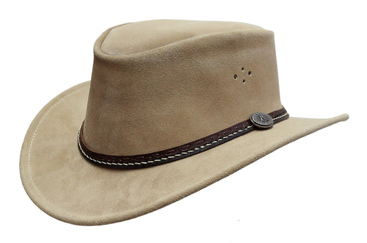 Cowboy hat made of suede for women and men with a curved clamp
