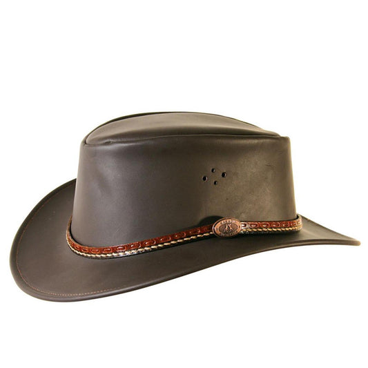 Australischer Leder-Hut für Damen und Herren in braun- Einzelstück in XXL