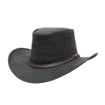 Kinder Cowboyhut aus Echtleder inkl. Kinnband, Größe 53-54 cm