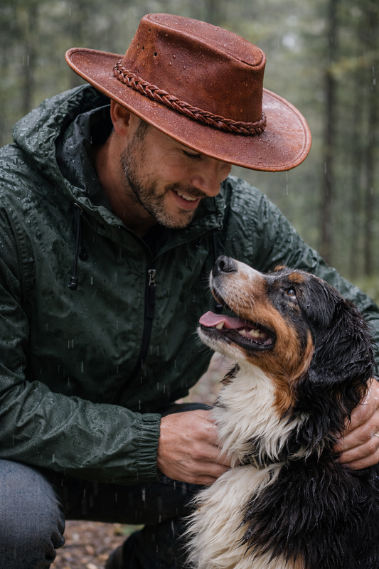 Cowboy Lederhut mit geflochtenem Hutband in rust Größe S, M und XXL
