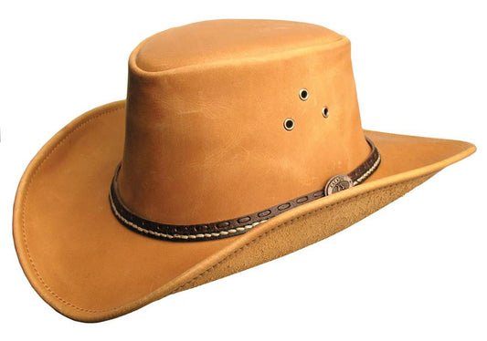 Australischer Lederhut mit formbarer Krempe robuster Allwetter-Hut, wasserfest mit hohem UV Schutz